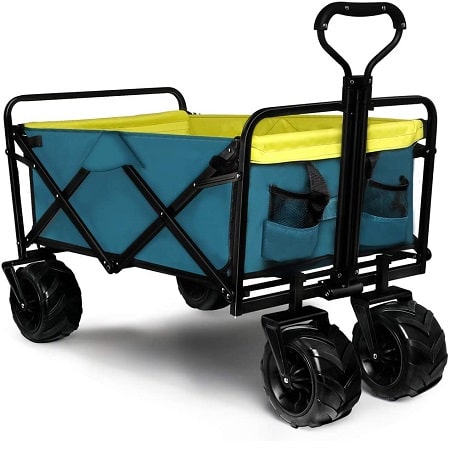 Knowlife Folding Collapsible Wagon Outdoor Camping Garden Cart with Cargo Net